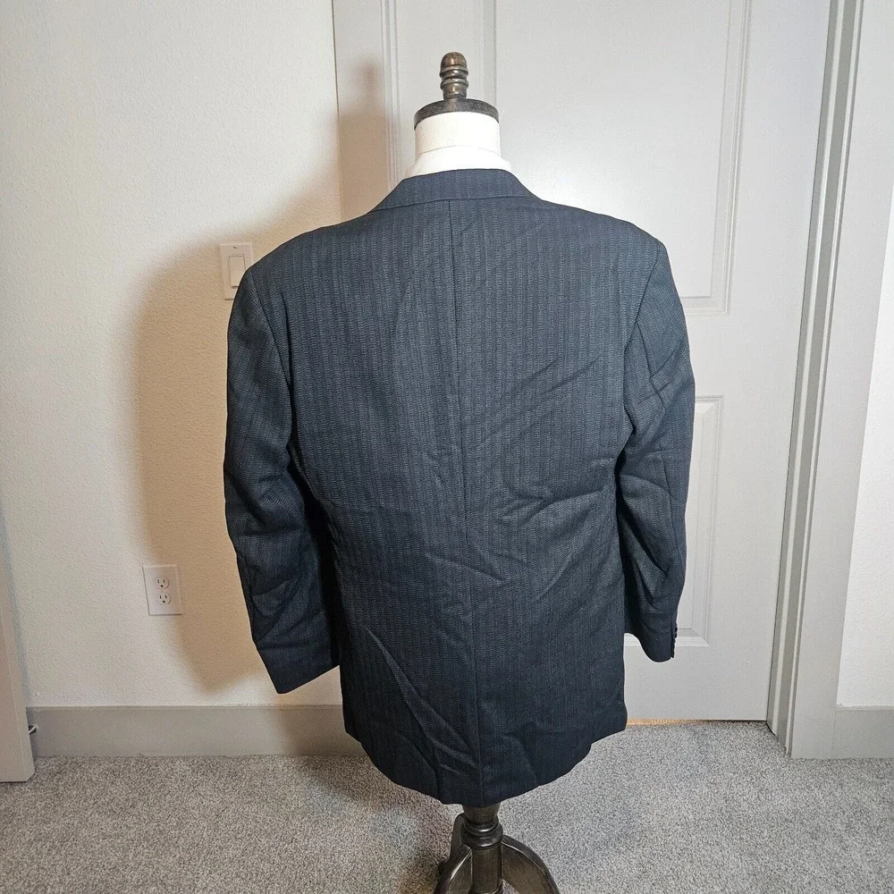 Boss Hugo Boss Suit Blazer Men 42L‎ Wool Textured Black Made In USA